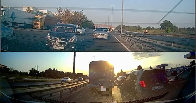 Sürücü bir neçə metr qabağa düşmək üçün maşınlara qəza şəraiti yaratdı VİDEO