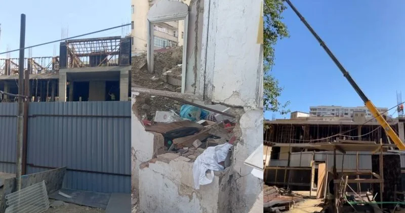 Nizami city vətəndaşın evini başına uçurur: Dəhşətli görüntülər! Kranlar evin üzərində... Video