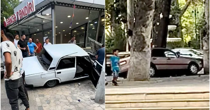 İsmayıllıda “VAZ” iki maşınla toqquşdu, ardınca obyektə çırpıldı VİDEO