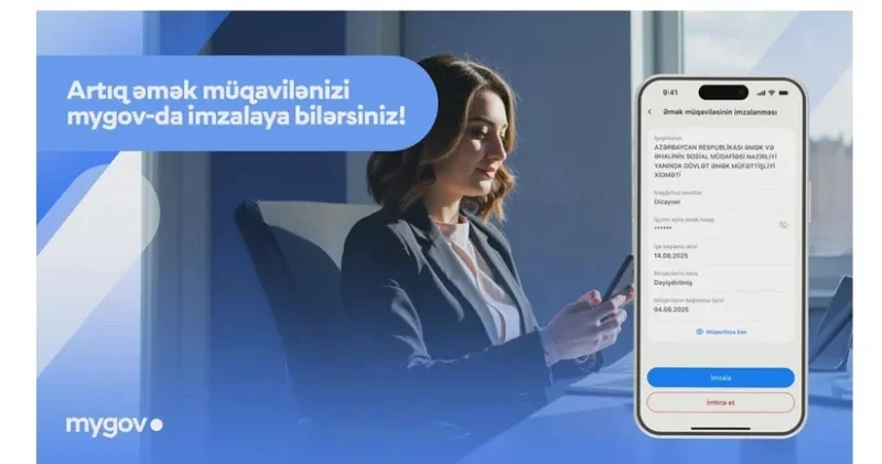 Vətəndaşlar əmək müqavilələrini artıq mygov platformasında imzalaya biləcəklər