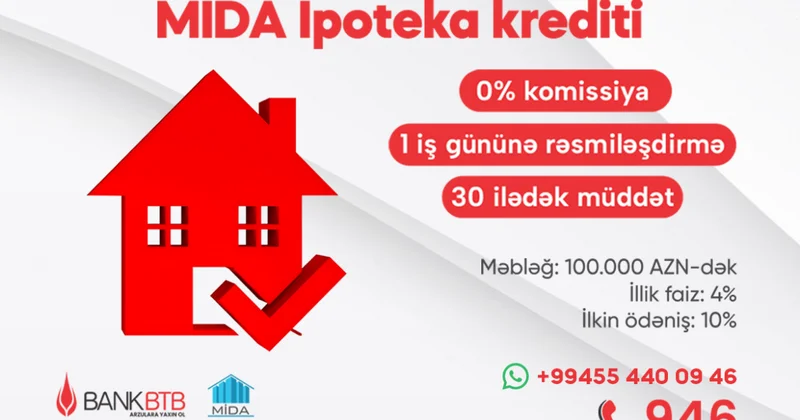 Bank “BTB”dən güzəştli MİDA ipoteka krediti