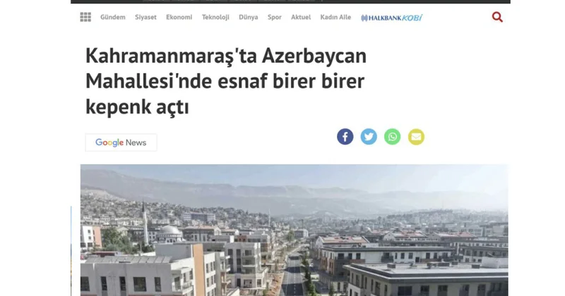 Media: Kahramanmaraşdakı “Azərbaycan” məhəlləsində həyat normal axarına qayıdır