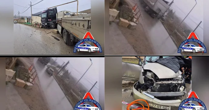 Sürüşkən yol, yüksək sürət və ağır nəticə: 2 nəfəri öldü REAL VİDEO