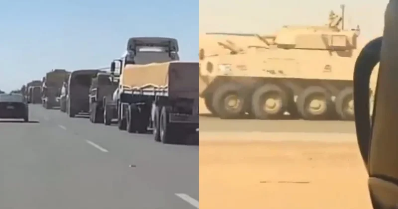 Səudiyyə Ərəbistanına məxsus hərbi konvoylar Yəmən istiqamətində görüntülənib VİDEO