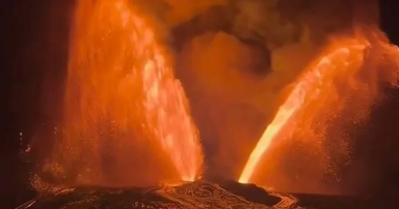 Kilauea vulkanında NADİR HADİSƏ VİDEO