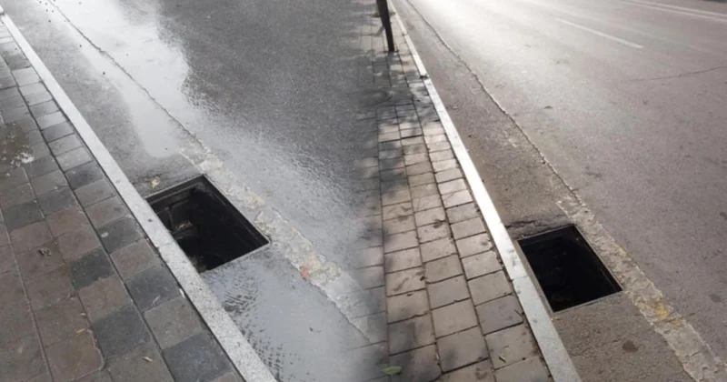 Azadlıq prospektində təhlükə FOTOLAR