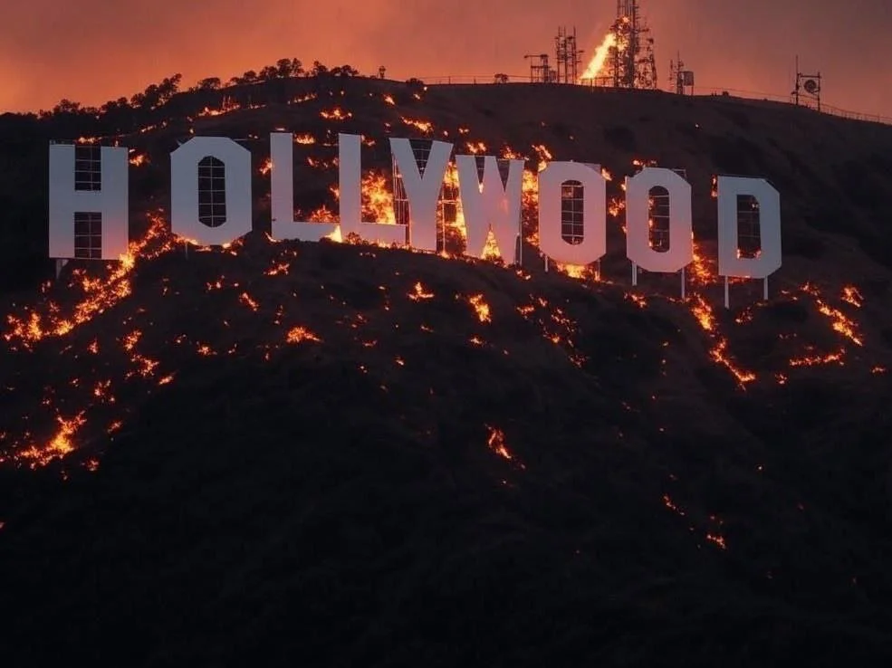 Məşhur Hollywood işarəsi YANIR FOTO/VİDEO