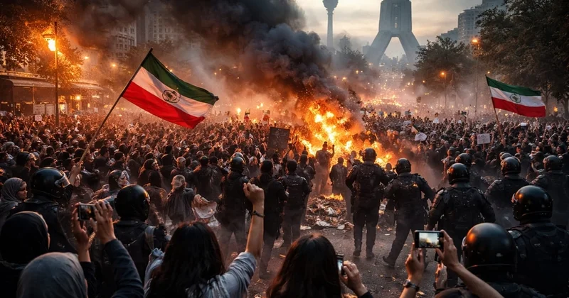 İranda dövlət binalarına od vuruldu VİDEO