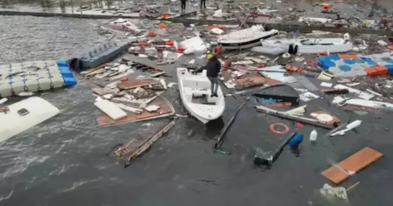 Şiddətli fırtınadan geriyə bu görüntülər qaldı Fotolar Video