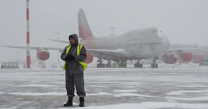 Moskvada güclü çovğun səbəbindən 80 dən çox aviareys gecikir