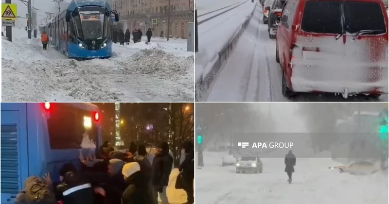 Qar fırtınası Moskvada həyatı iflic edib, regiondan paytaxta giriş bloklanıb VİDEO