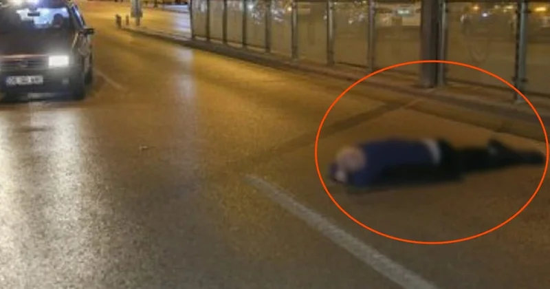 Sərxoş piyada yolun ortasında uzandı, maşın KONKRET