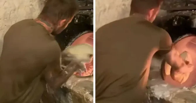 Bekhem restoranda təndir çörəyi bişirdi