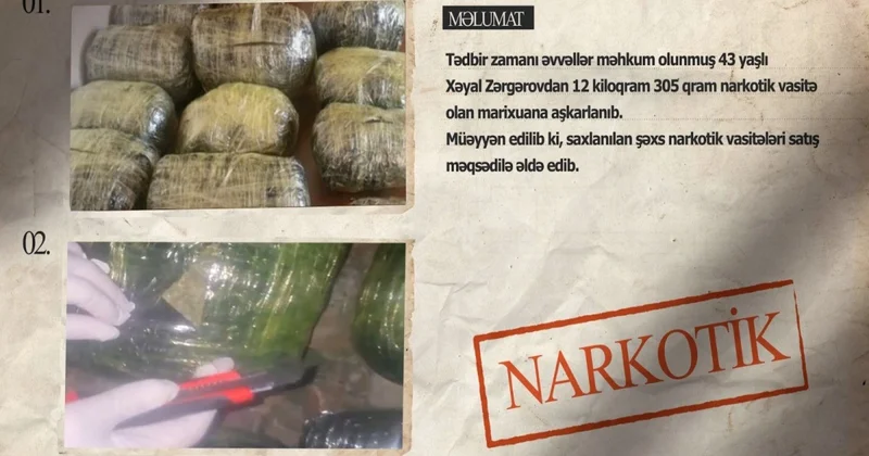 Suraxanıda 12 kq narkotik dövriyyədən çıxarılıb VİDEO