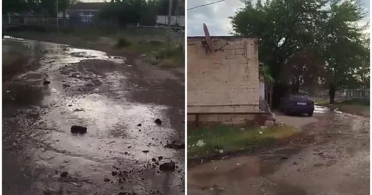 В бакинском поселке прорвало водопроводную трубу, затоплена улица