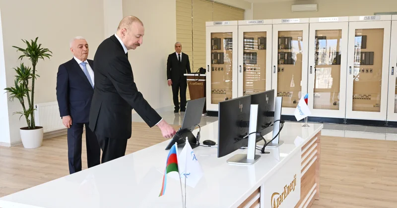 Президент Ильхам Алиев принял участие в открытии подстанции Шафаг в селе Солтанлы (ФОТО)