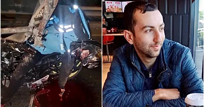 Qala yolunda dəhşətli qəza: Yük maşınına çırpılan moto kuryerin beyni yola dağıldı VİDEO