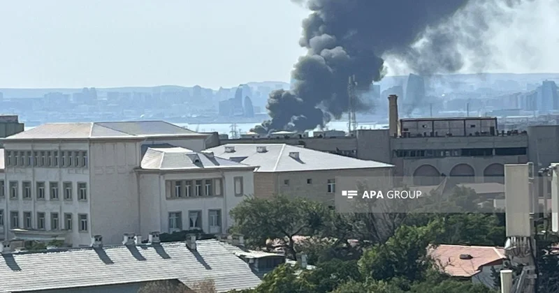 Bakıda yanacaq çəni yanır FOTO