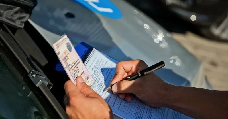 Sürücü polisin yazdığı cərimə protokolunu yedi