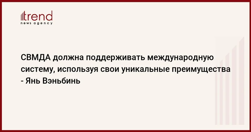 СВМДА должна поддерживать международную систему, используя свои уникальные преимущества Янь Вэньбинь