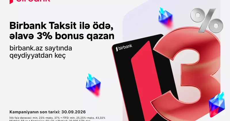 Дополнительные 3% бонуса за покупки с картой Birbank Taksit в сентябре