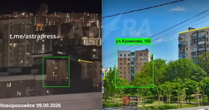 ASTRA: Многоквартирный дом горит в Новороссийске после атаки ВСУ
