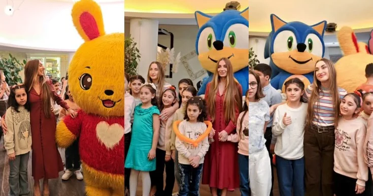 Prezidentin qızı və gəlini uşaqlarla bir arada Video