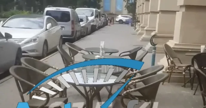 “Hökumət Evi”nin yaxınlığında restoran səkini zəbt edib; İCRADAN İCAZƏSİ YOXDUR VİDEO