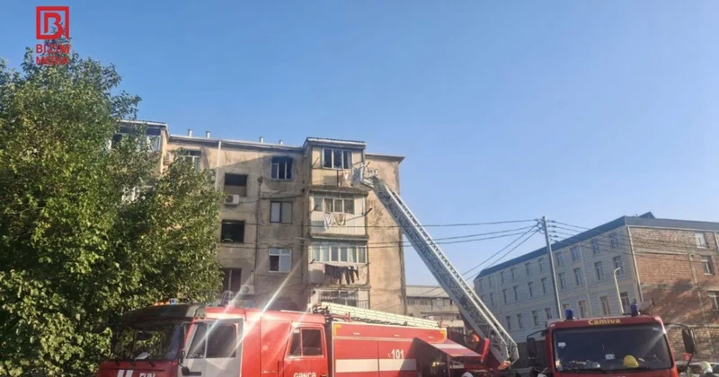 Gəncədə yaşayış binasında YANĞIN FOTO