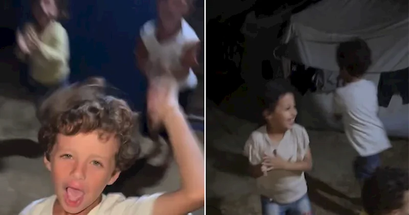 Qəzzada uşaqlar müharibənin dayanmasını qeyd edirlər Video