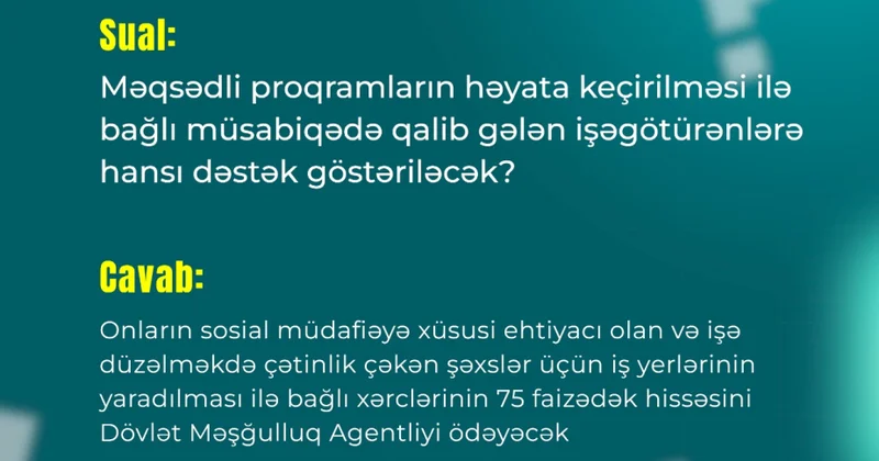 Məqsədli proqramların həyata keçirilməsi ilə bağlı işəgötürənlər üçün müsabiqə elan edilir