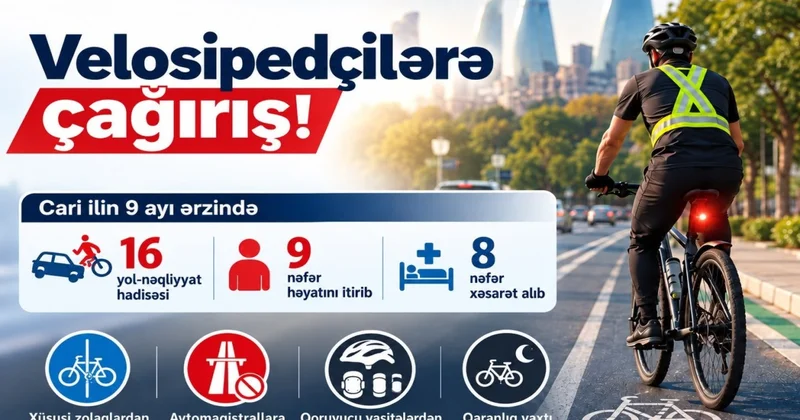 Bu il 9 velosipedçi yol qəzasında ölüb, 8 nəfər xəsarət alıb