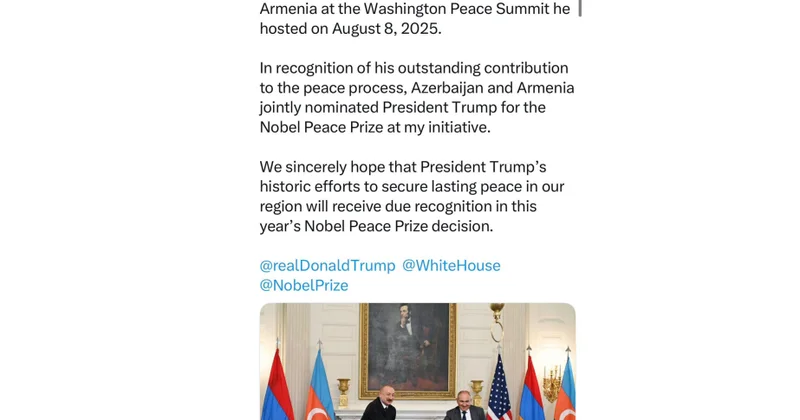 Президент Ильхам Алиев: Мы надеемся, что усилия Президента Трампа по обеспечению прочного мира в нашем регионе получат должное признание при принятии решения о присуждении Нобелевской премии мира в этом году