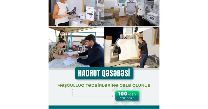 Hadruta köçürülmüş sakinlər arasında 100 dən artıq şəxsin məşğulluğu təmin edilib