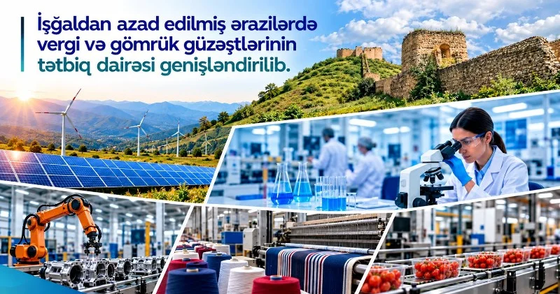 İşğaldan azad edilmiş ərazilərdə vergi və gömrük güzəştlərinin tətbiq dairəsi genişləndirilib