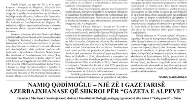 Tiranadan Bakıya uzanan mətbuat körpüsü: Albaniya qəzeti bir səhifəsini “Xalq qəzeti”nə həsr etdi