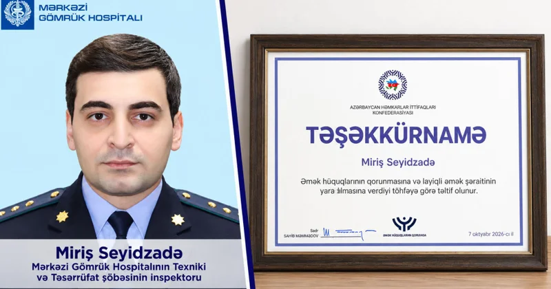 ® Mərkəzi Gömrük Hospitalının əməkdaşı təltif olunub