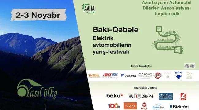 BakıŞamaxıAğsuİsmayıllıQəbələ marşrutu üzər yarışfestivalı Elektromobillər planlı hərəkəti sevir