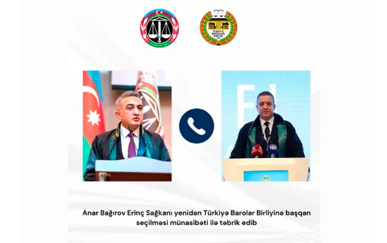 Anar Bağırov Türkiyə Barolar Birliyinin sədrini təbrik edib