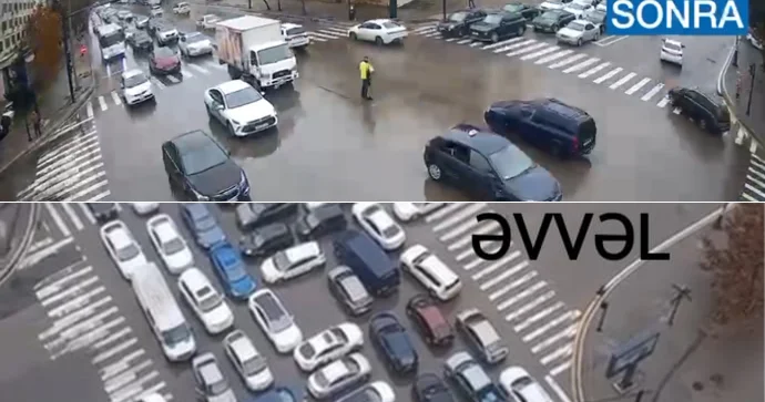 İntizamsız sürücülərin yaratdığı tıxacı yol polisi belə həll etdi REAL VİDEO