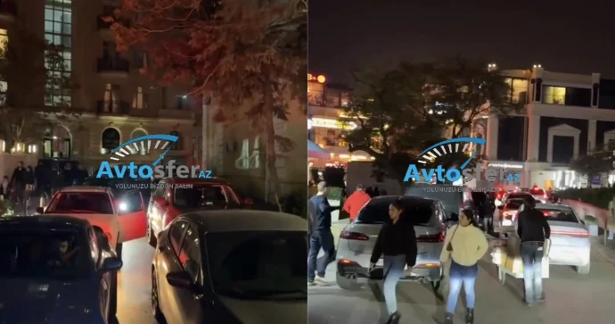 Ticarət mərkəzinin parkinqi Bakının mərkəzində tıxac yaradır VİDEO