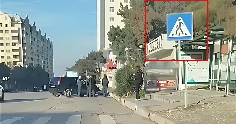 Yeni Günəşlidə piyada keçidi problemi: Avtobuslar zolağın üzərində dayanır