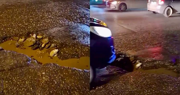 Zabrat Maştağa yolunda dərin çuxur sürücülərə ziyan vurur ŞİKAYƏT VİDEO