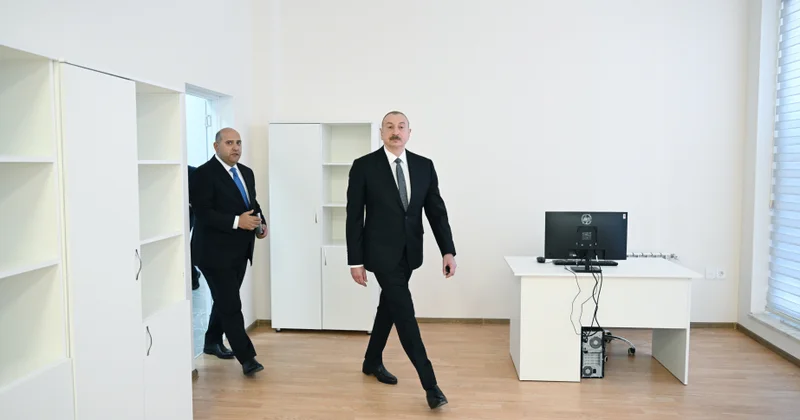 Президент Ильхам Алиев ознакомился с условиями, созданными в многофункциональном административном здании для местных исполнительных структур в селе Кенгерли Агдамского района