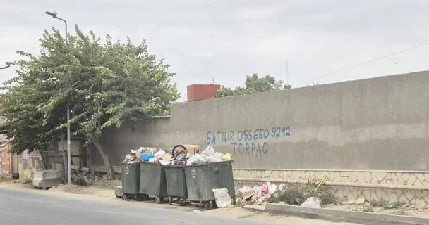 Divarı bəzəkli, yolları dağınıq Pirşağıda dolu urnalardan zibil daşır, məsuliyyət daşıyan yoxdur Video
