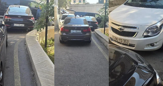 Maşınlarını harda gəldi saxlayan sürücülər sakinləri narahat edir FOTO