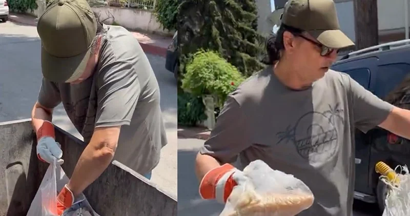 Məşhur müğənni zibillikdən tullantı topladı VİDEO