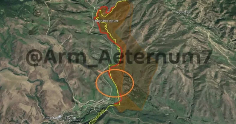 Qazaxda Azərbaycanla Ermənistan arasında çəkilən sərhəd xəttinin tikintisi davam edir