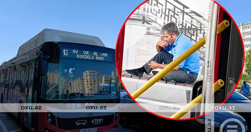 Bakıda sərnişinlərdən küsən avtobus sürücüsündən qəribə ETİRAZ VİDEO