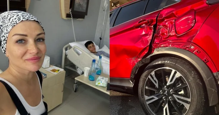 Oğlu xəstəxanalıq oldu, özü avtomobil qəzası keçirtdi Fotolar